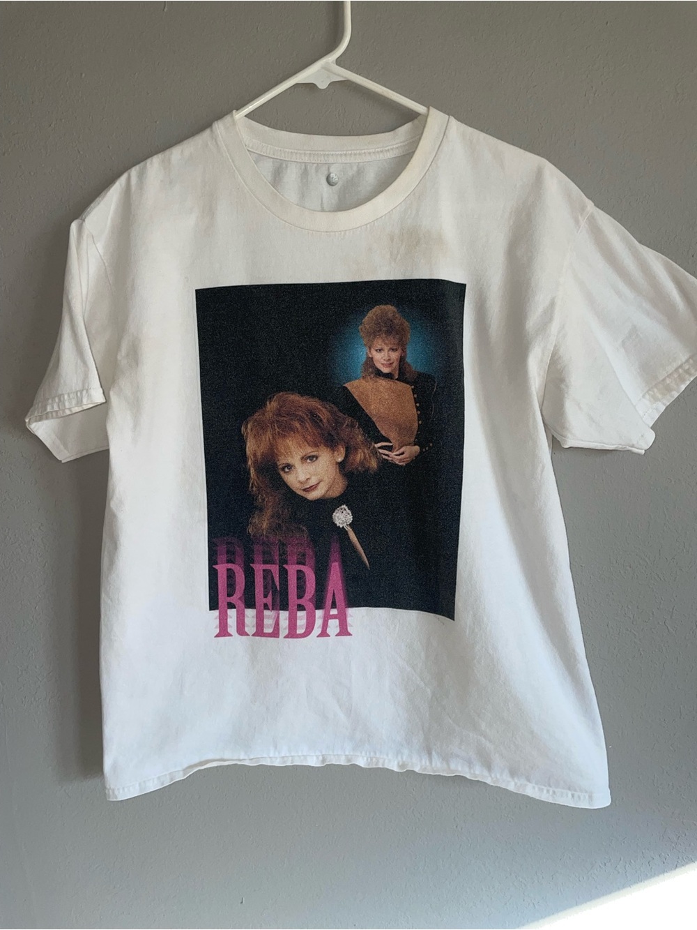 Reba White Graphic Tee with Pink Logo